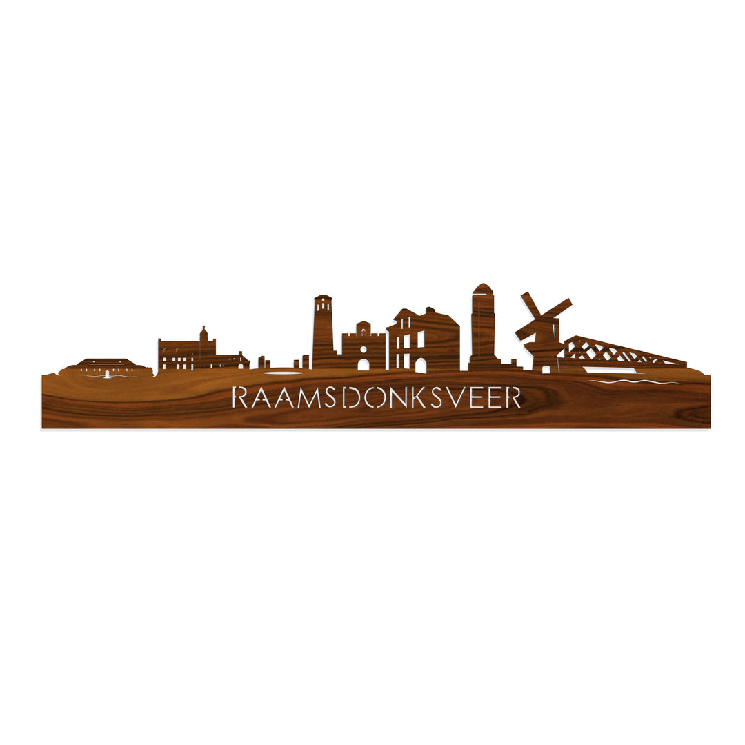 Skyline Raamsdonksveer Palissander houten cadeau decoratie relatiegeschenk van WoodWideCities