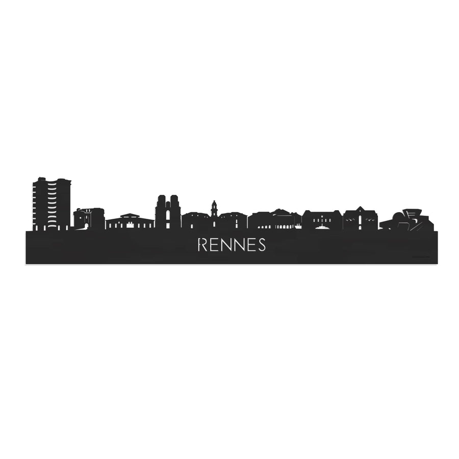 Skyline Rennes Zwart houten cadeau decoratie relatiegeschenk van WoodWideCities