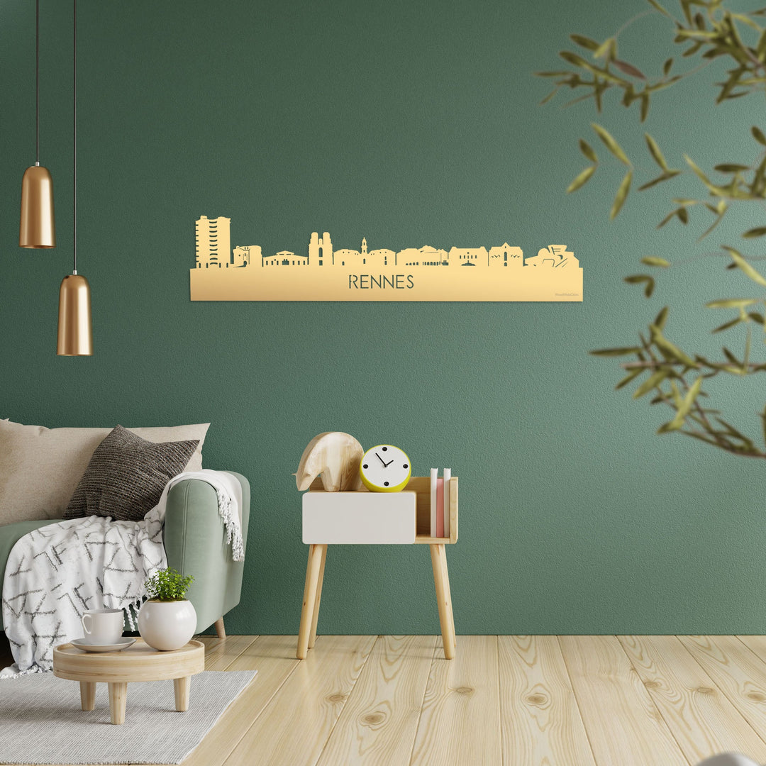 Skyline Rennes Metallic Goud gerecycled kunststof cadeau decoratie relatiegeschenk van WoodWideCities