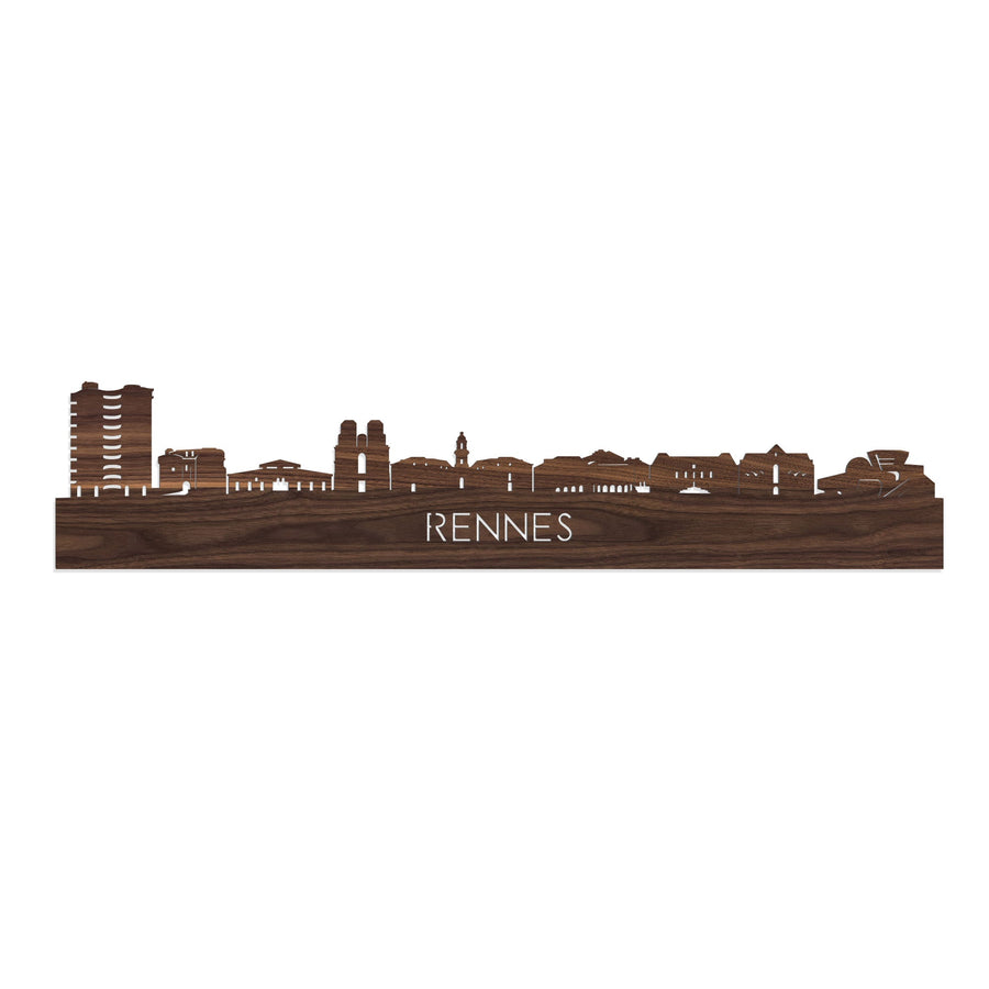 Skyline Rennes Noten houten cadeau decoratie relatiegeschenk van WoodWideCities