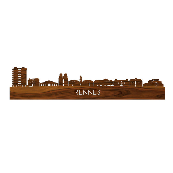 Skyline Rennes Palissander houten cadeau decoratie relatiegeschenk van WoodWideCities