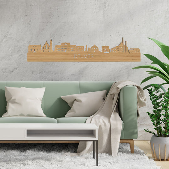 Skyline Reuver Bamboe houten cadeau decoratie relatiegeschenk van WoodWideCities