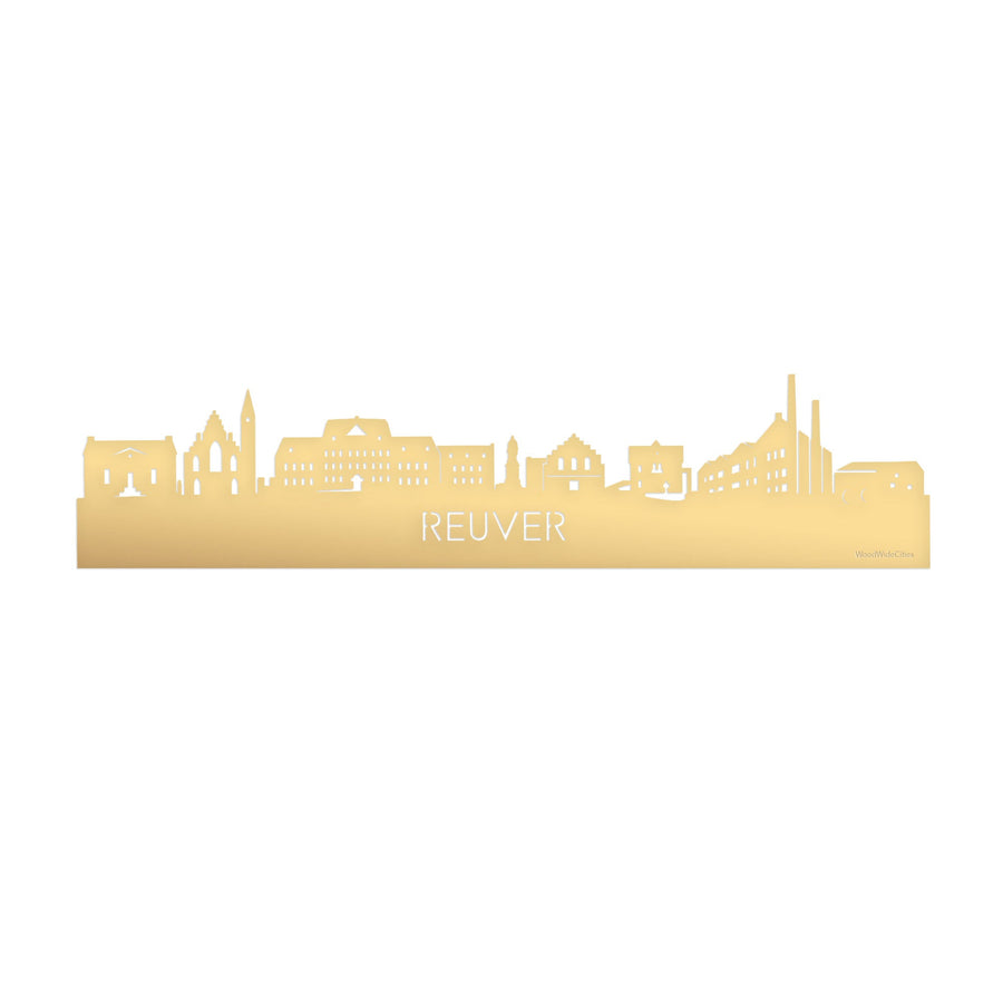 Skyline Reuver Metallic Goud gerecycled kunststof cadeau decoratie relatiegeschenk van WoodWideCities