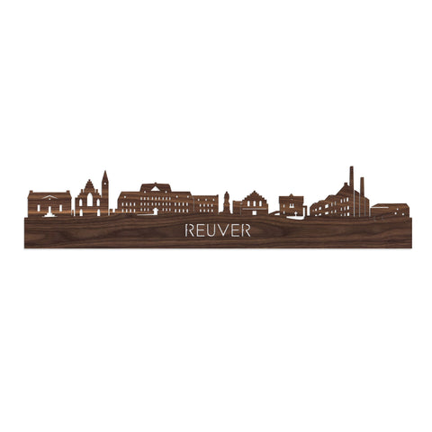 Skyline Reuver Noten houten cadeau decoratie relatiegeschenk van WoodWideCities