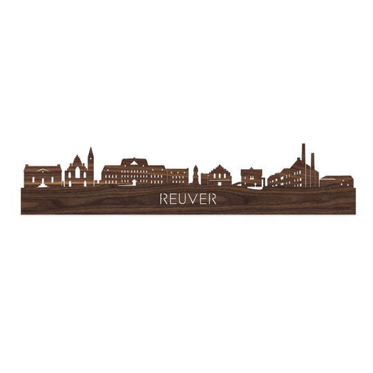 Skyline Reuver Noten houten cadeau decoratie relatiegeschenk van WoodWideCities