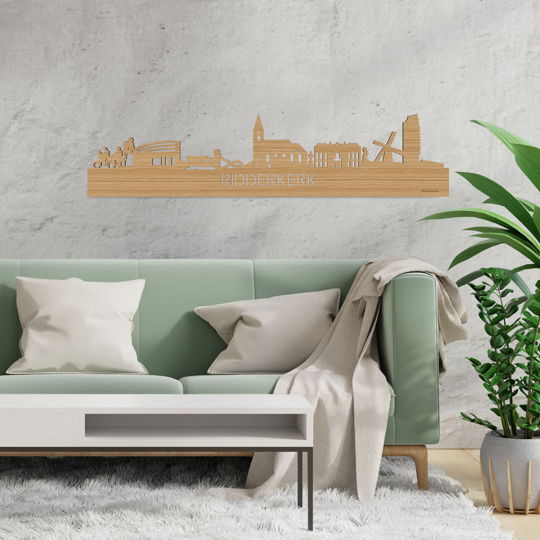 Skyline Ridderkerk Bamboe houten cadeau decoratie relatiegeschenk van WoodWideCities