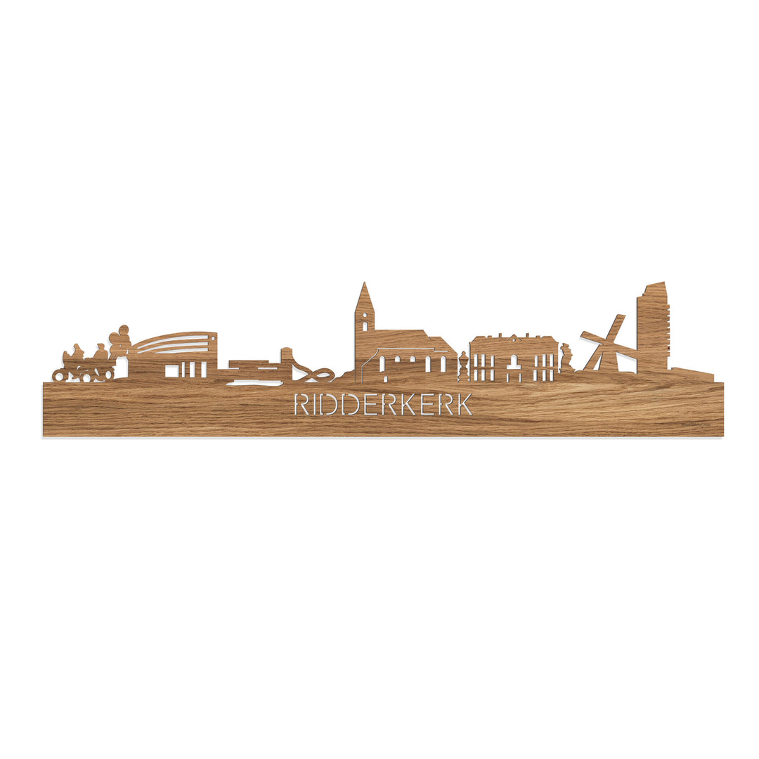 Skyline Ridderkerk Eiken houten cadeau decoratie relatiegeschenk van WoodWideCities