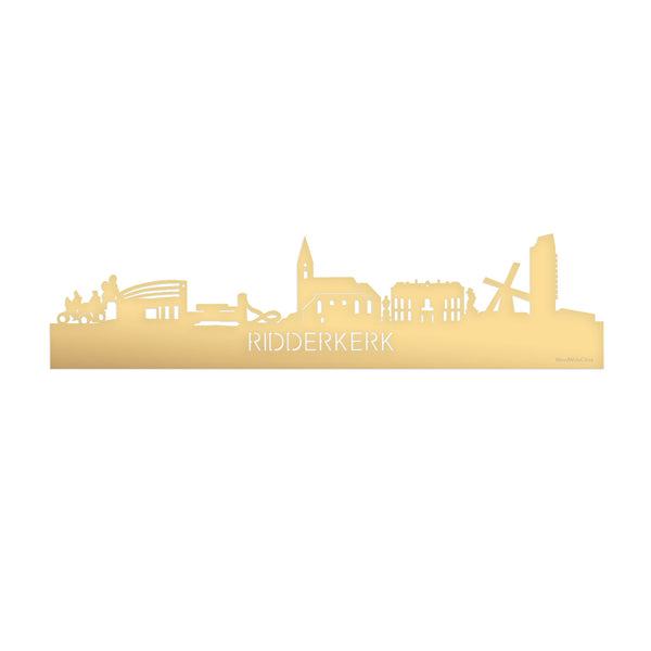 Skyline Ridderkerk Metallic Goud gerecycled kunststof cadeau decoratie relatiegeschenk van WoodWideCities