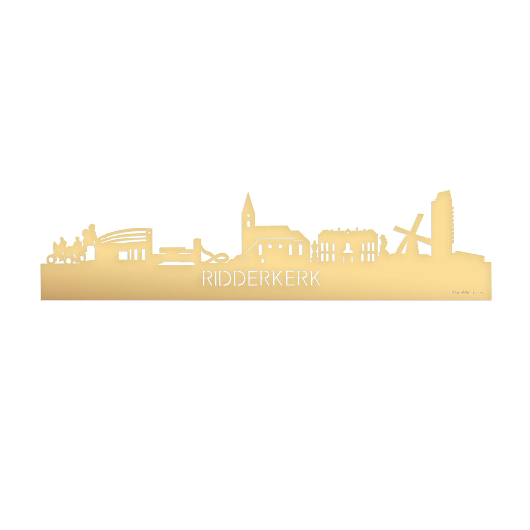 Skyline Ridderkerk Metallic Goud gerecycled kunststof cadeau decoratie relatiegeschenk van WoodWideCities