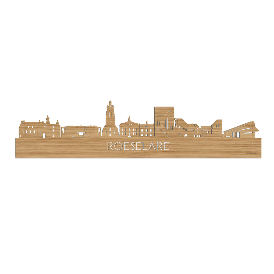 Skyline Roeselare Bamboe houten cadeau decoratie relatiegeschenk van WoodWideCities