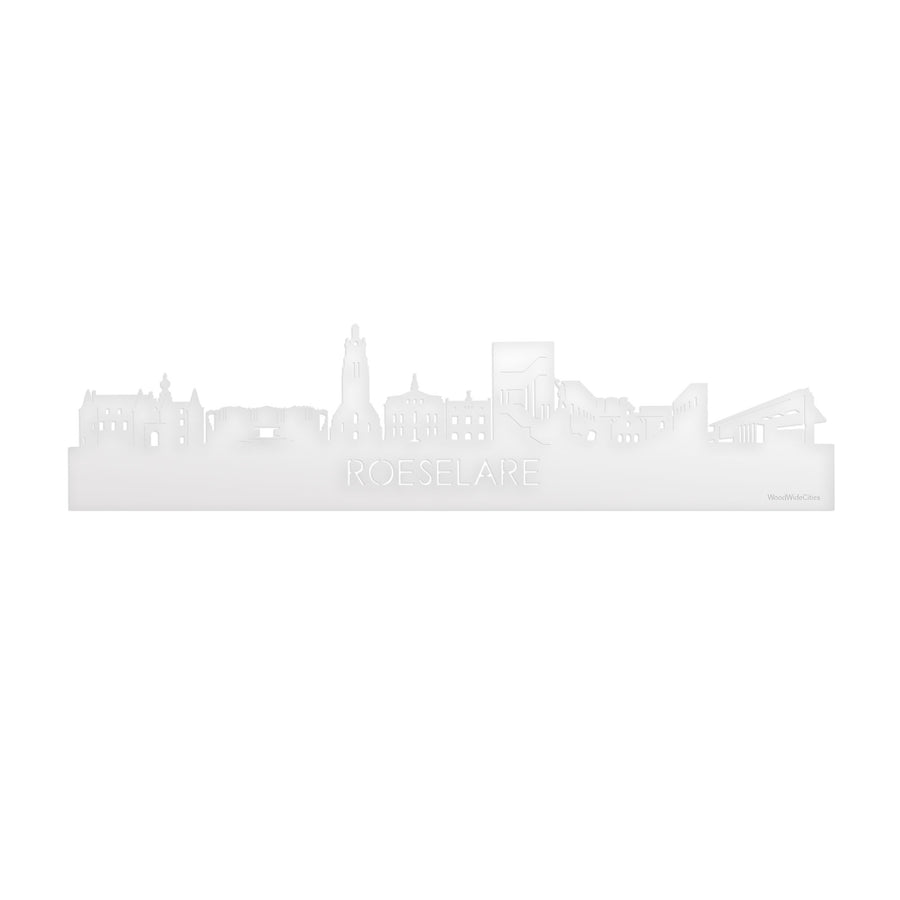 Skyline Roeselare Wit glanzend gerecycled kunststof cadeau decoratie relatiegeschenk van WoodWideCities