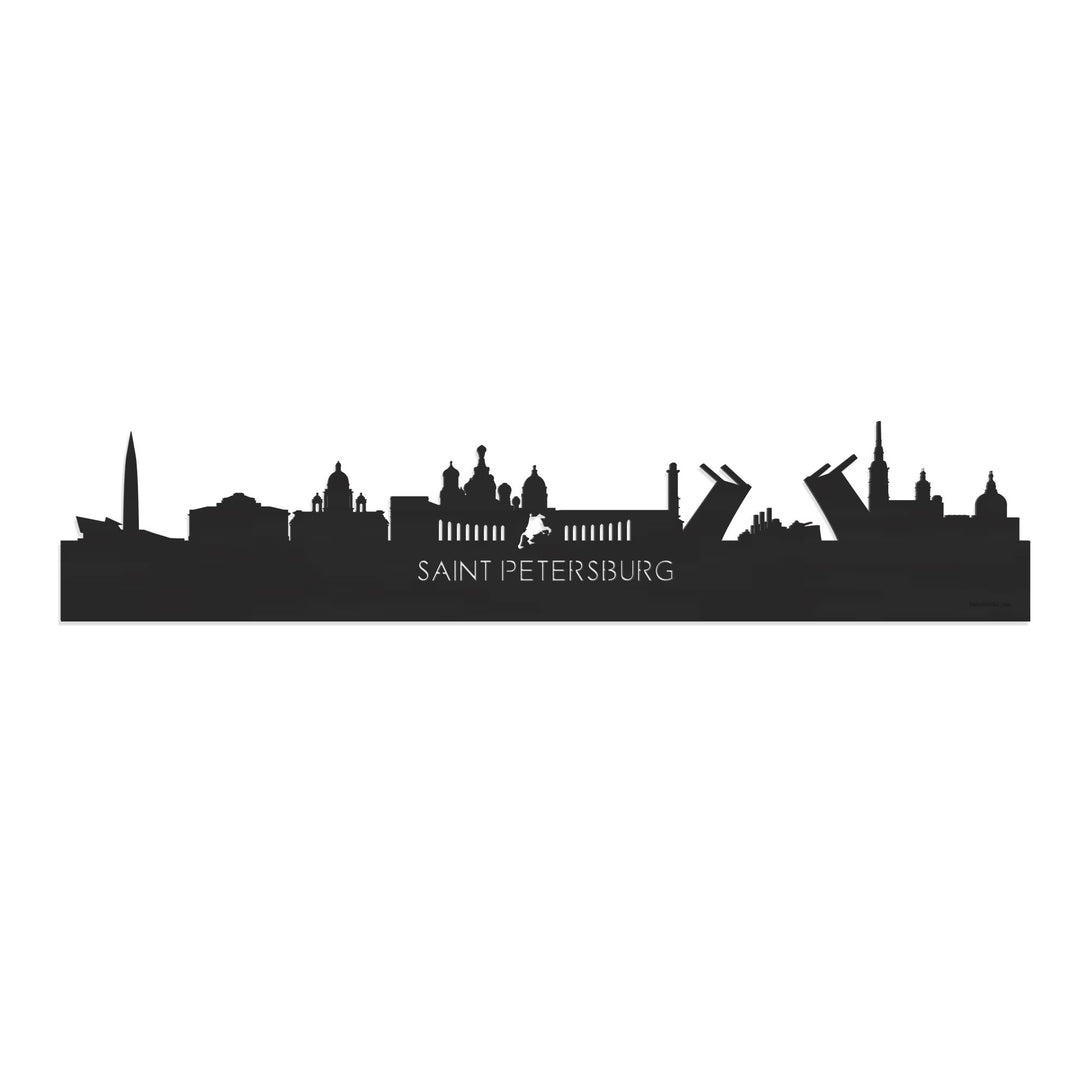 Skyline Saint Petersburg Zwart houten cadeau decoratie relatiegeschenk van WoodWideCities