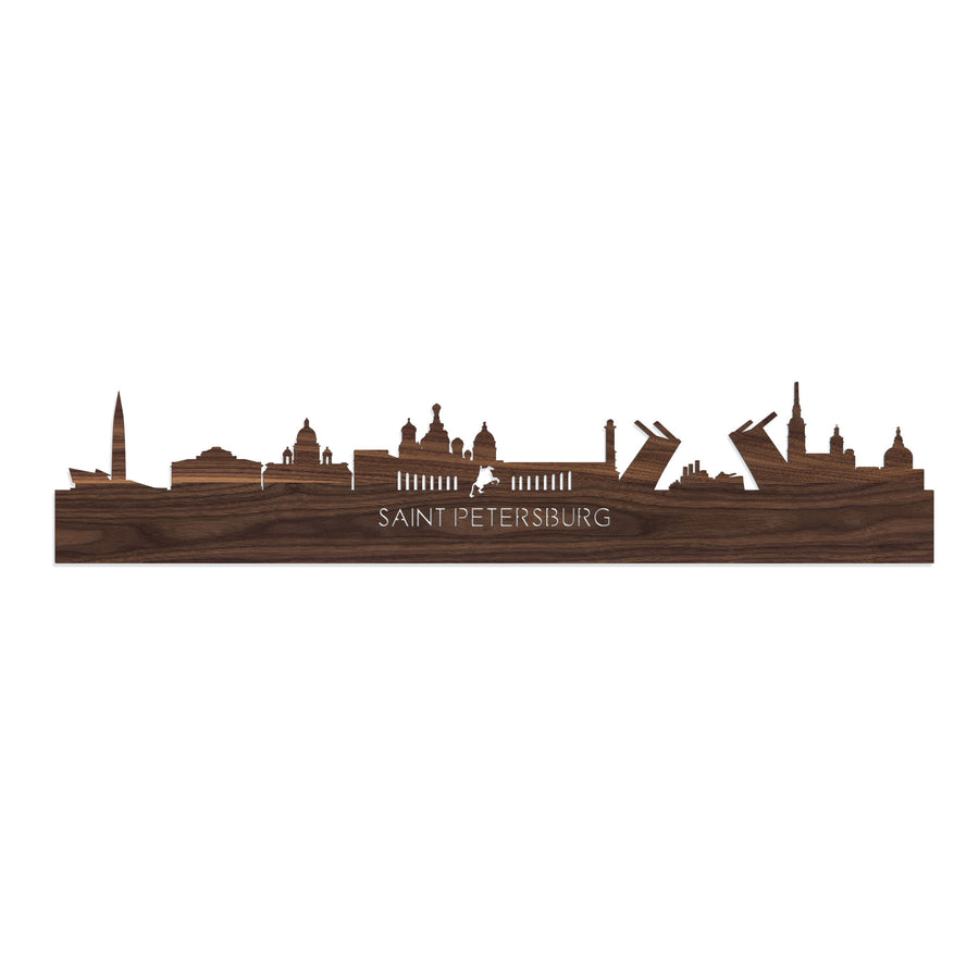 Skyline Saint Petersburg Noten houten cadeau decoratie relatiegeschenk van WoodWideCities