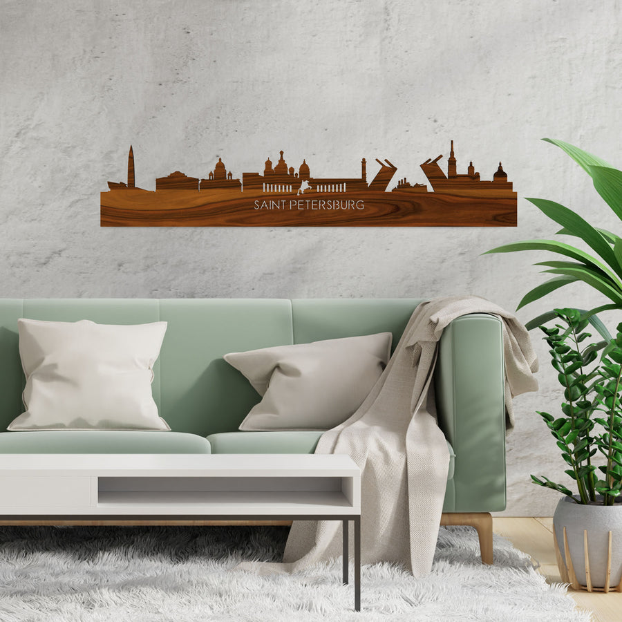 Skyline Saint Petersburg Palissander houten cadeau decoratie relatiegeschenk van WoodWideCities