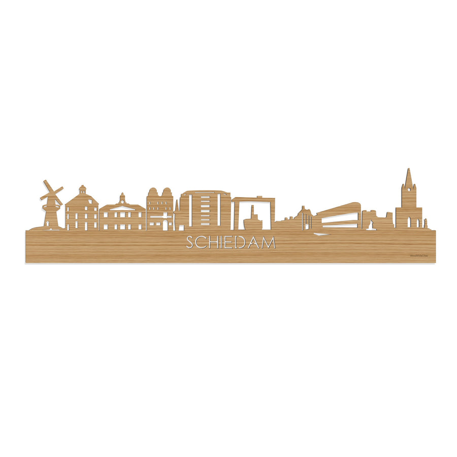 Skyline Schiedam Bamboe houten cadeau decoratie relatiegeschenk van WoodWideCities