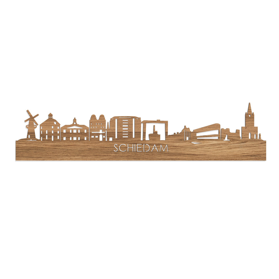 Skyline Schiedam Eiken houten cadeau decoratie relatiegeschenk van WoodWideCities