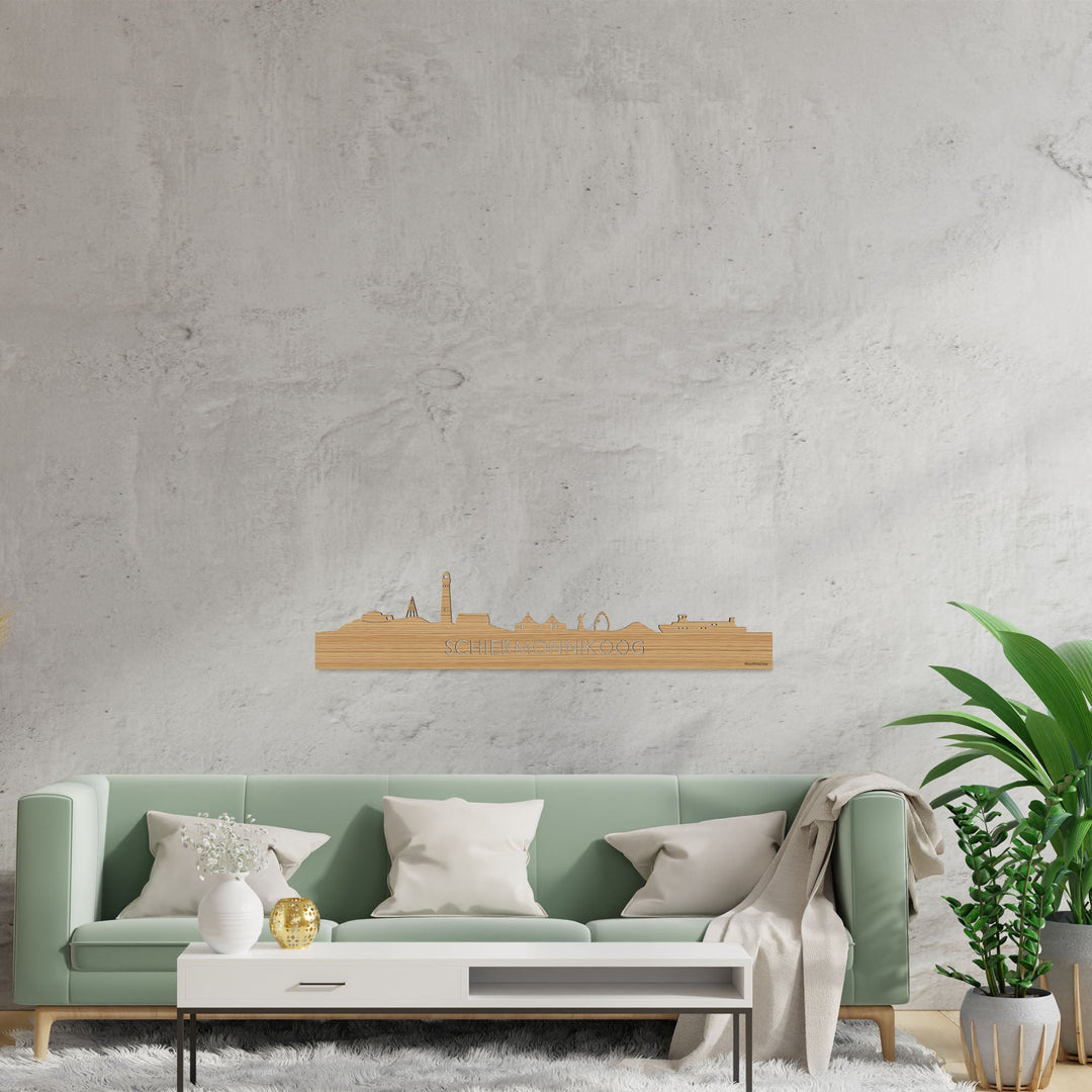 Skyline Schiermonnikoog Bamboe houten cadeau decoratie relatiegeschenk van WoodWideCities