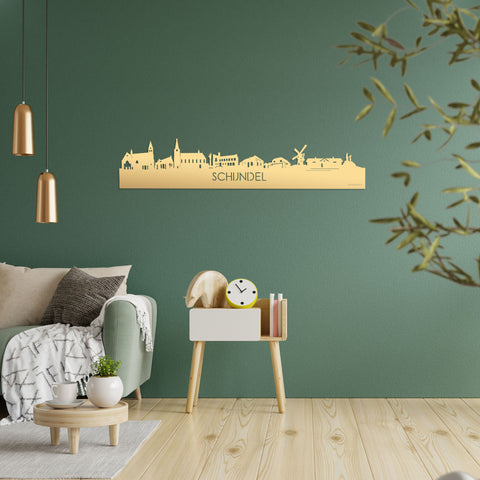 Skyline Schijndel Metallic Goud gerecycled kunststof cadeau decoratie relatiegeschenk van WoodWideCities