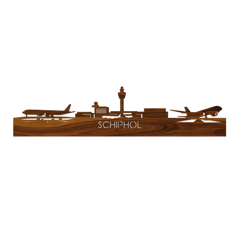 Skyline Schiphol Palissander houten cadeau decoratie relatiegeschenk van WoodWideCities