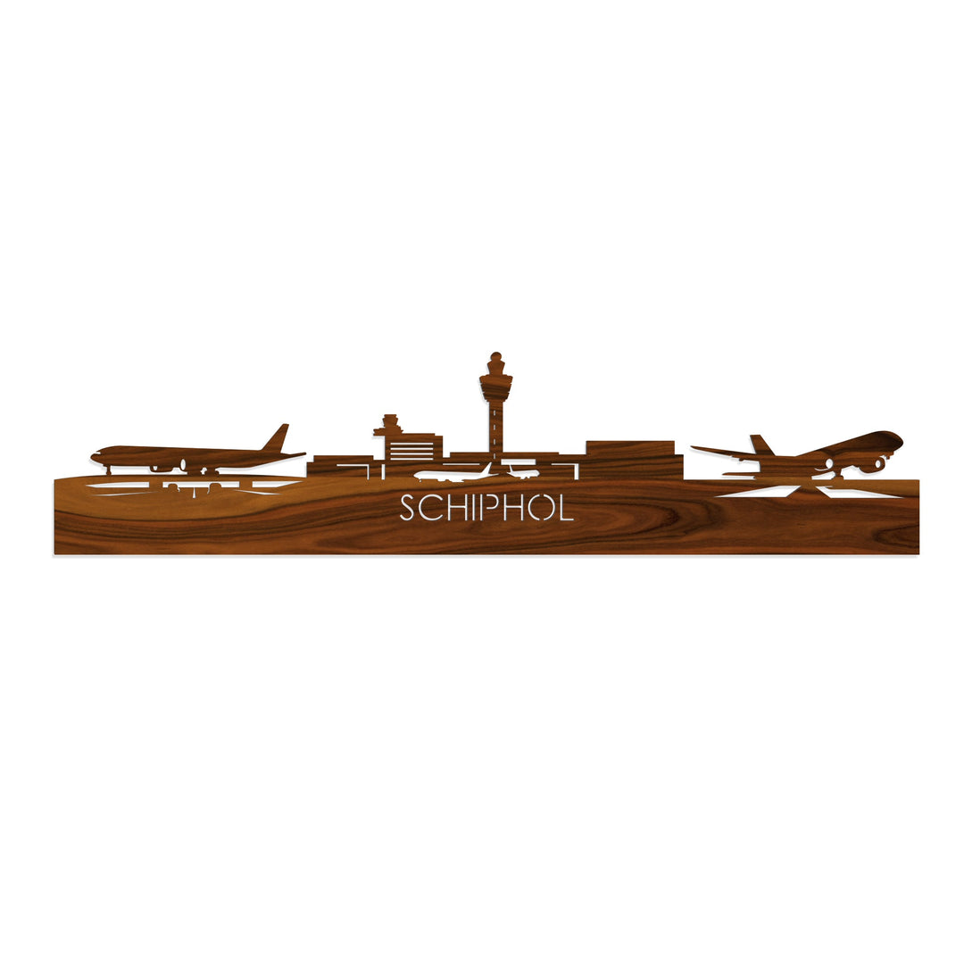 Skyline Schiphol Palissander houten cadeau decoratie relatiegeschenk van WoodWideCities