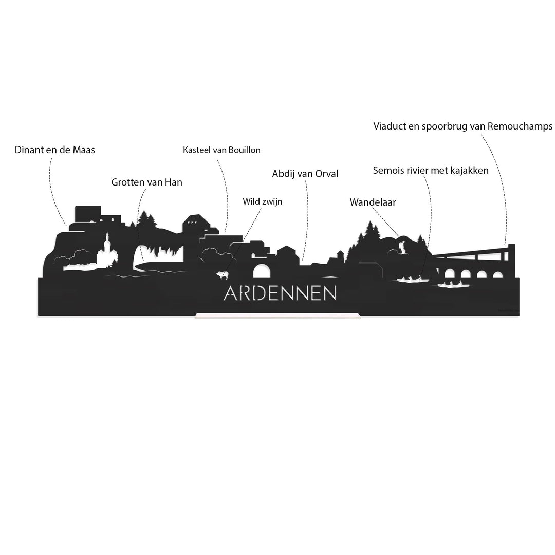 Skyline Serveerplank Ardennen houten cadeau decoratie relatiegeschenk van WoodWideCities
