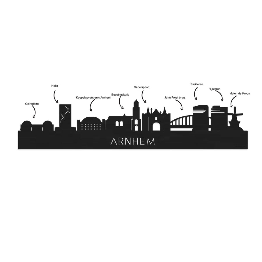 Skyline Serveerplank Arnhem houten cadeau decoratie relatiegeschenk van WoodWideCities