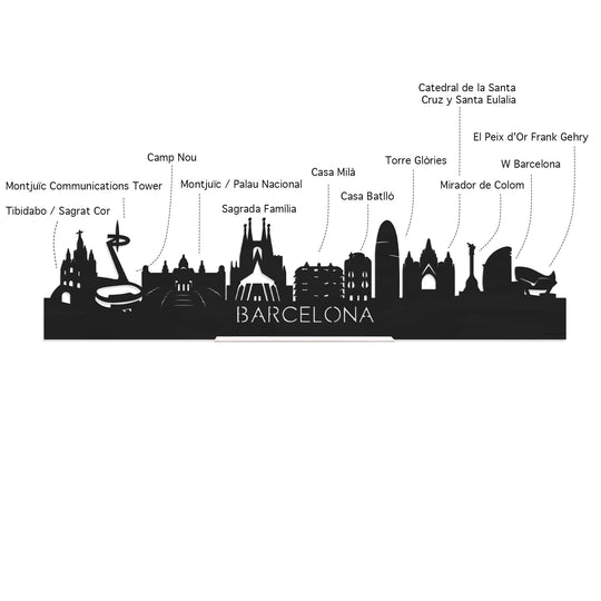 Skyline Serveerplank Barcelona houten cadeau decoratie relatiegeschenk van WoodWideCities