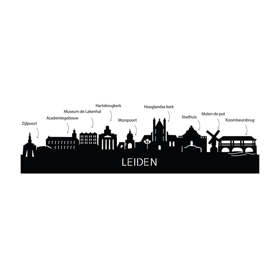 Standing Skyline Leiden Palissander houten cadeau decoratie relatiegeschenk van WoodWideCities
