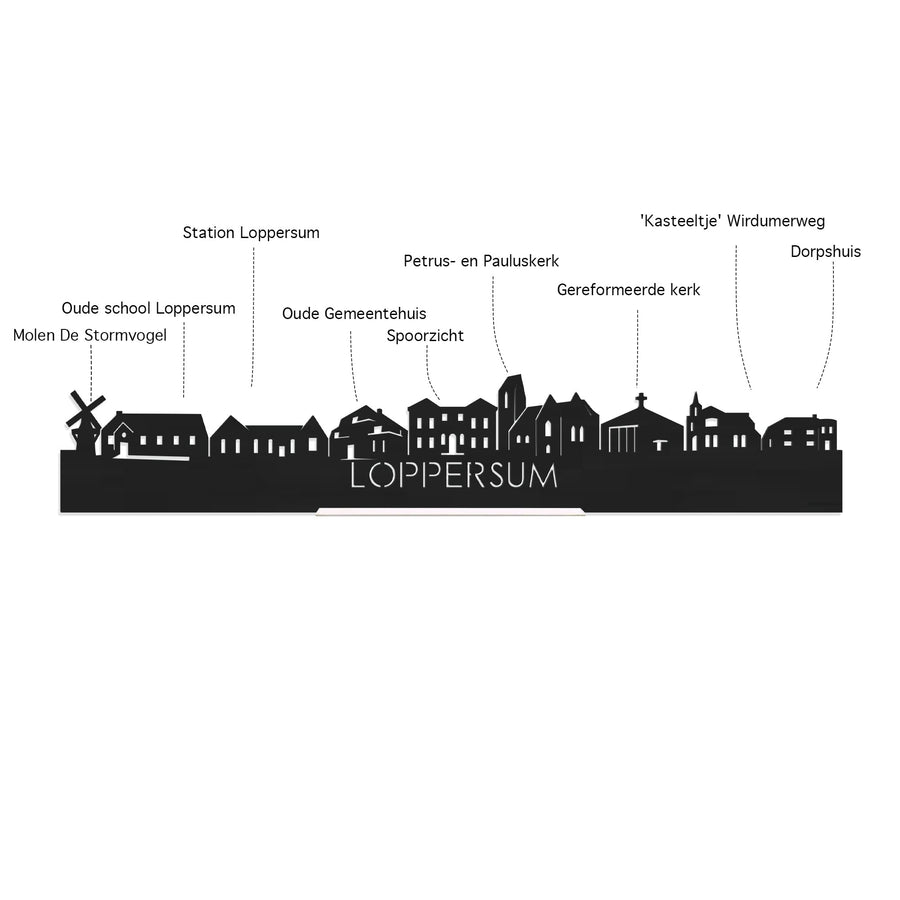 Skyline Serveerplank Loppersum houten cadeau decoratie relatiegeschenk van WoodWideCities