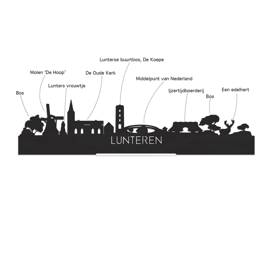 Skyline Serveerplank Lunteren houten cadeau decoratie relatiegeschenk van WoodWideCities