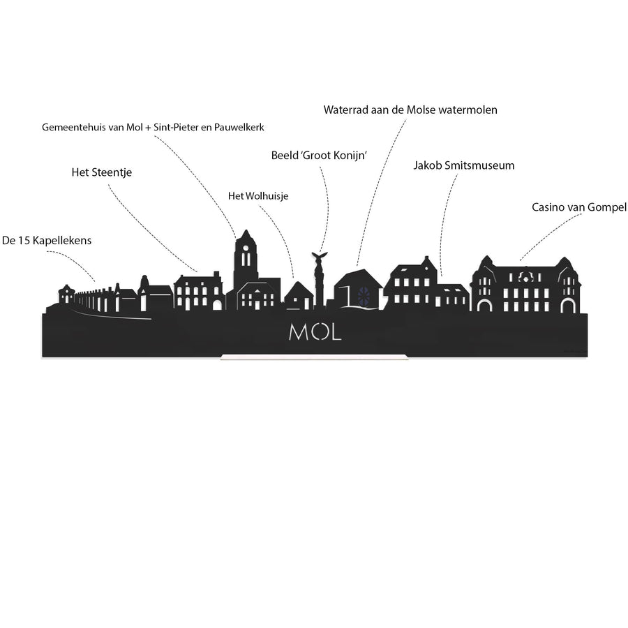 Skyline Serveerplank Mol houten cadeau decoratie relatiegeschenk van WoodWideCities