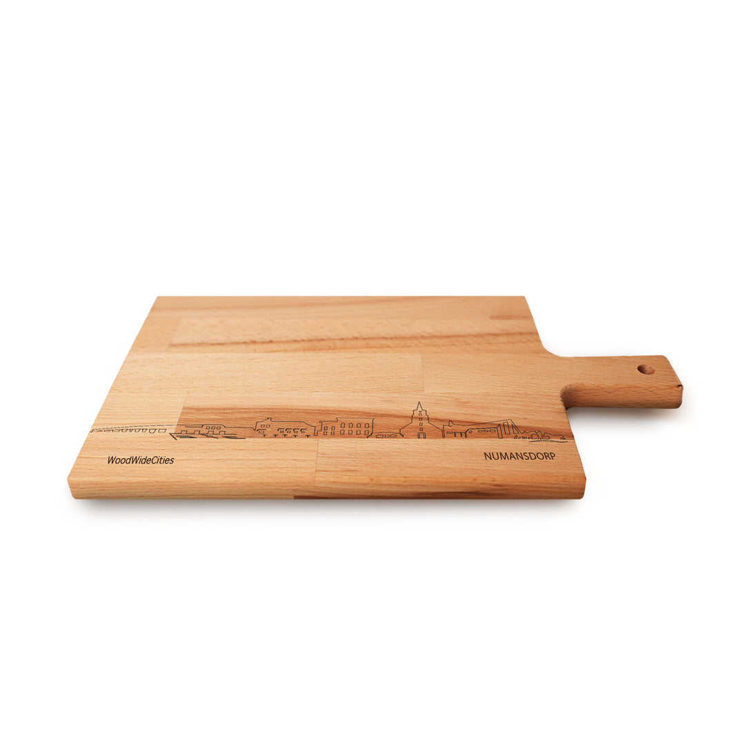 Skyline Serveerplank Numansdorp houten cadeau decoratie relatiegeschenk van WoodWideCities