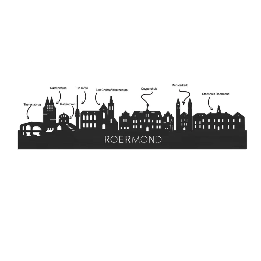 Skyline Serveerplank Roermond houten cadeau decoratie relatiegeschenk van WoodWideCities