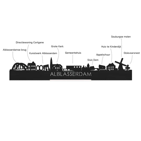 Skyline Serveerplank Rond Alblasserdam houten cadeau decoratie relatiegeschenk van WoodWideCities