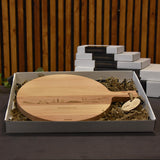 Skyline Serveerplank Rond Haarlem houten cadeau decoratie relatiegeschenk van WoodWideCities