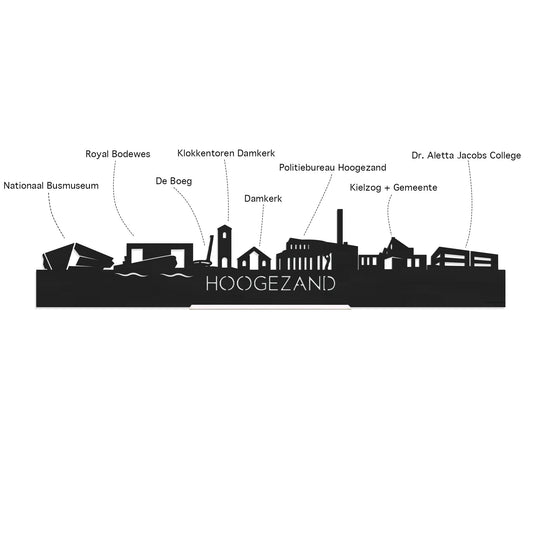 Skyline Serveerplank Rond Hoogezand houten cadeau decoratie relatiegeschenk van WoodWideCities
