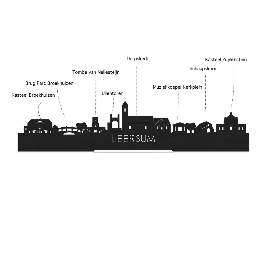 Skyline Serveerplank Rond Leersum houten cadeau decoratie relatiegeschenk van WoodWideCities
