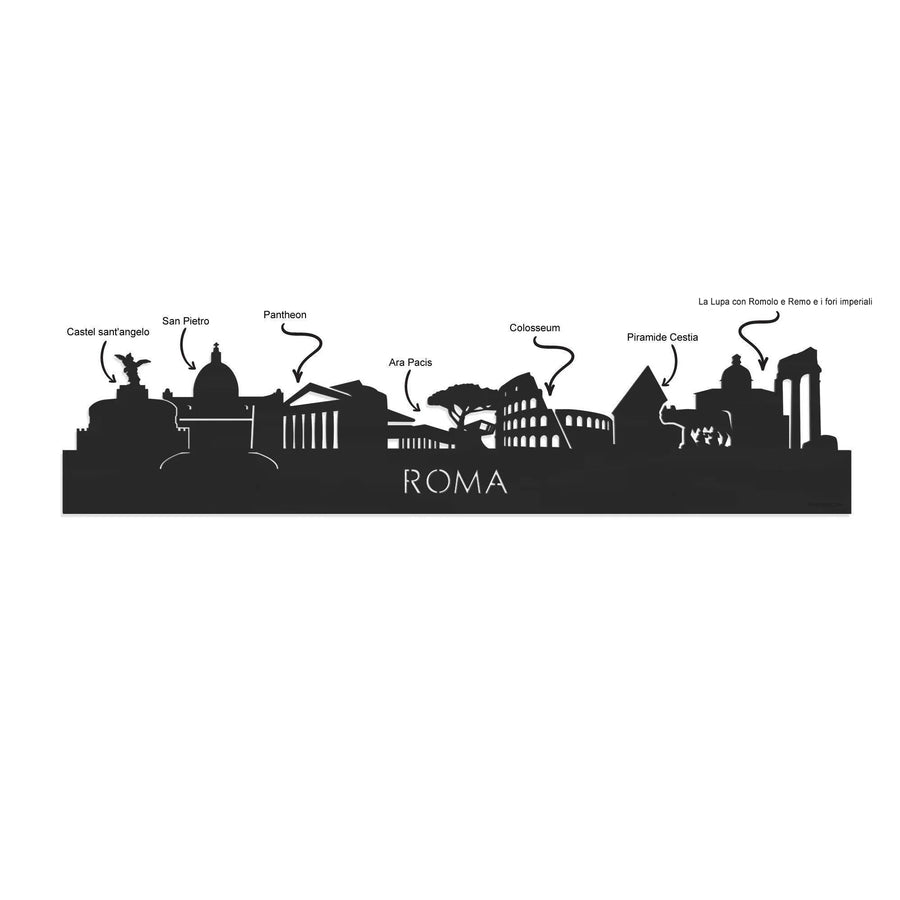 Skyline Serveerplank Rond Rome houten cadeau decoratie relatiegeschenk van WoodWideCities