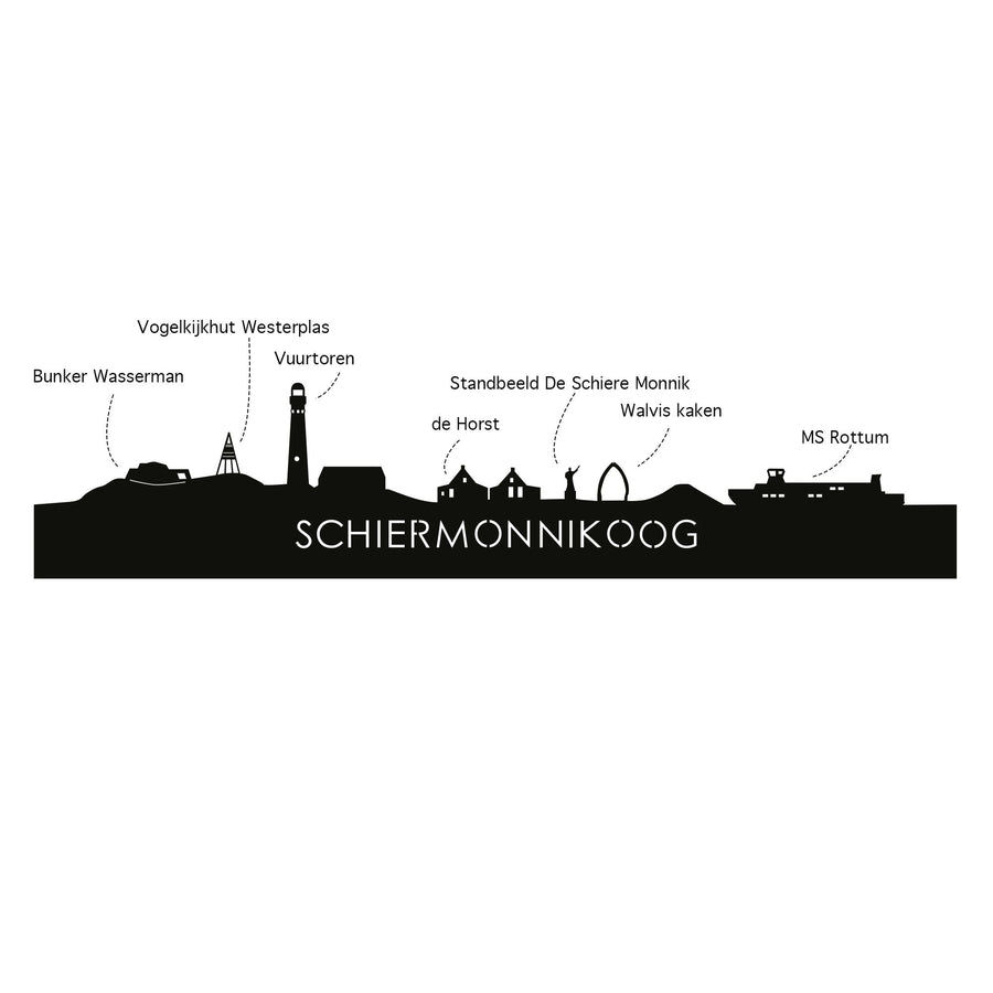 Skyline Serveerplank Rond Schiermonnikoog houten cadeau decoratie relatiegeschenk van WoodWideCities