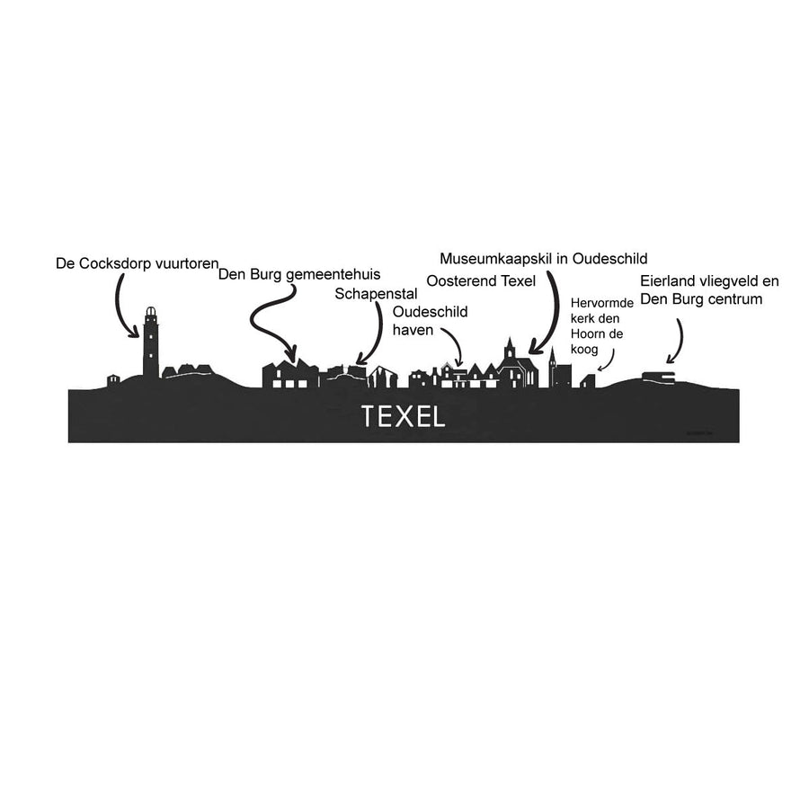 Skyline Serveerplank Texel houten cadeau decoratie relatiegeschenk van WoodWideCities