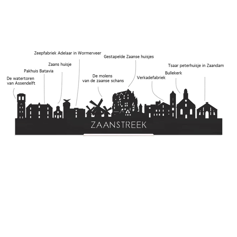 Skyline Serveerplank Zaanstreek houten cadeau decoratie relatiegeschenk van WoodWideCities