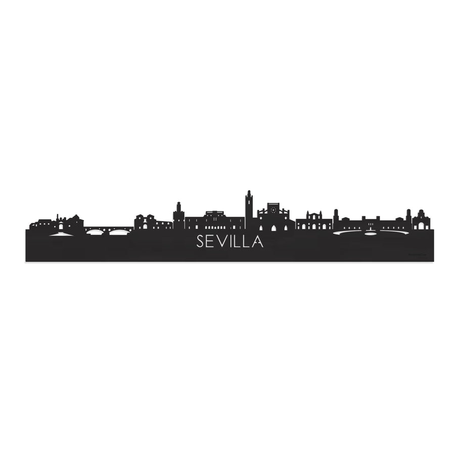 Skyline Sevilla Zwart houten cadeau decoratie relatiegeschenk van WoodWideCities