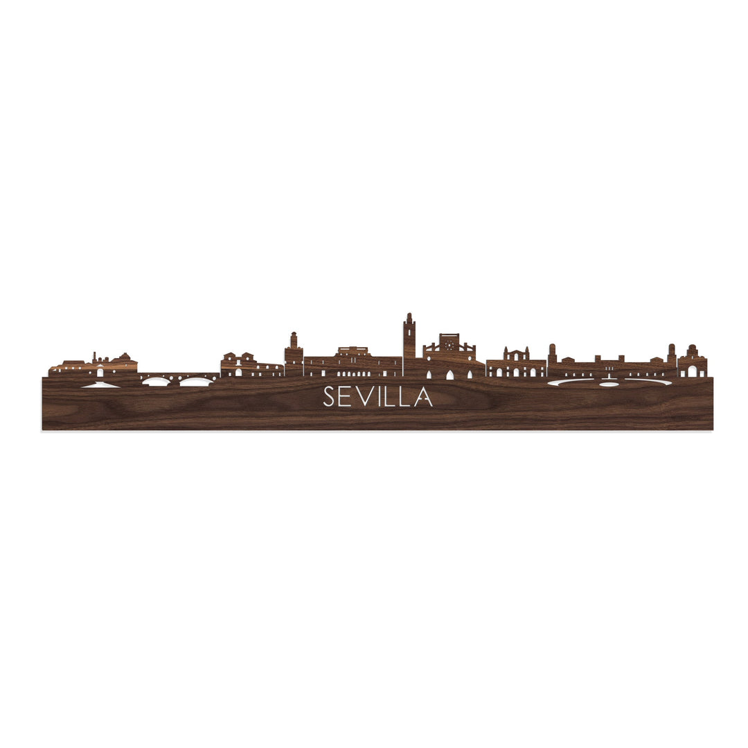 Skyline Sevilla Noten houten cadeau decoratie relatiegeschenk van WoodWideCities
