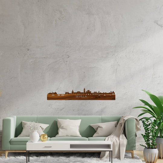 Skyline Sevilla Palissander houten cadeau decoratie relatiegeschenk van WoodWideCities
