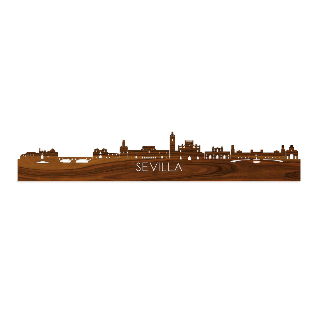 Skyline Sevilla Palissander houten cadeau decoratie relatiegeschenk van WoodWideCities