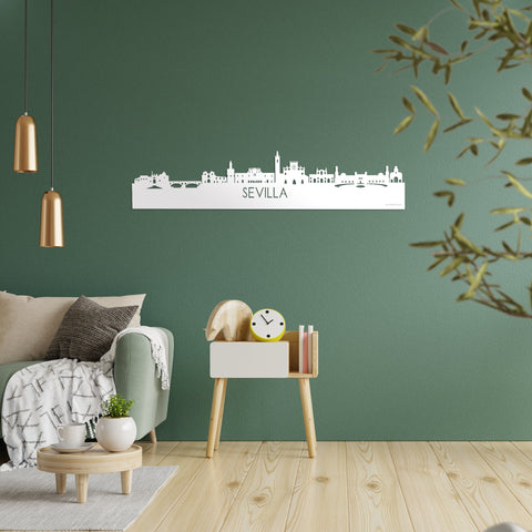 Skyline Sevilla Wit glanzend gerecycled kunststof cadeau decoratie relatiegeschenk van WoodWideCities