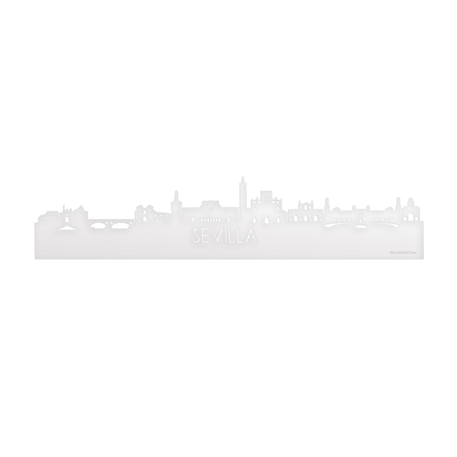 Skyline Sevilla Wit glanzend gerecycled kunststof cadeau decoratie relatiegeschenk van WoodWideCities