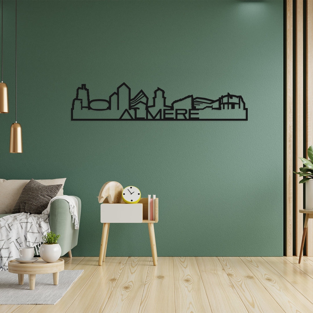 Skyline Shape Almere Black houten cadeau decoratie relatiegeschenk van WoodWideCities