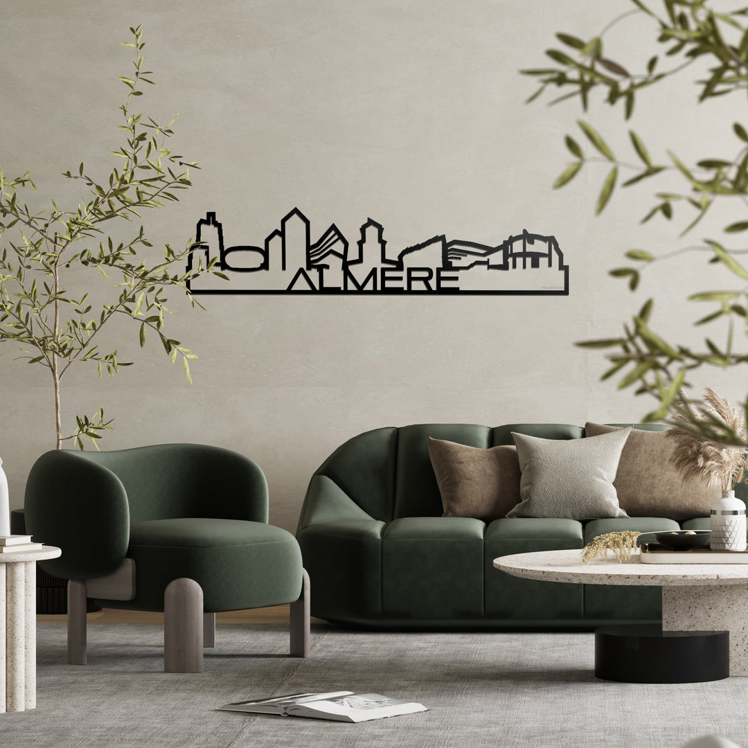 Skyline Shape Almere Black houten cadeau decoratie relatiegeschenk van WoodWideCities