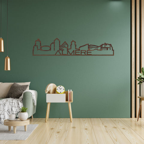 Skyline Shape Almere Noten houten cadeau decoratie relatiegeschenk van WoodWideCities